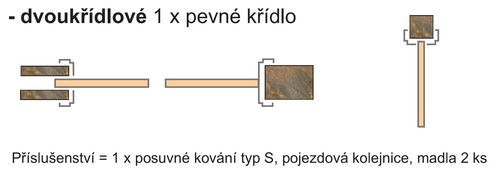 Dvoukřídlové posuvné dveře mezi stěny s 1 pevným křídlem